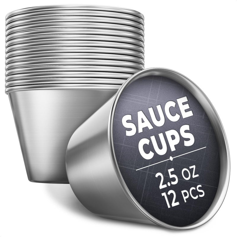 LAGARTO 12 Pcs Dipping Sauce Cups â€“ 2.5 Oz Dip Cups with Stackable Design & 2.3â€³ Diameter, Precision Capacity for Portion Control â€“ Durable Stainless Steel Build, Suited for Hot & Cold Sauces - Image 1